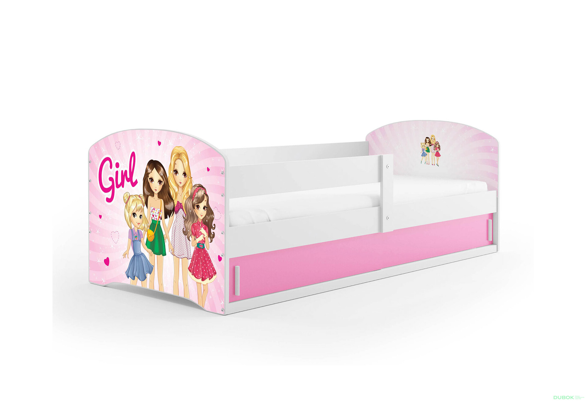 Fotografia 1 - Posteľ Luki 1 biele Girls 80x160 cm s roštom, matracom