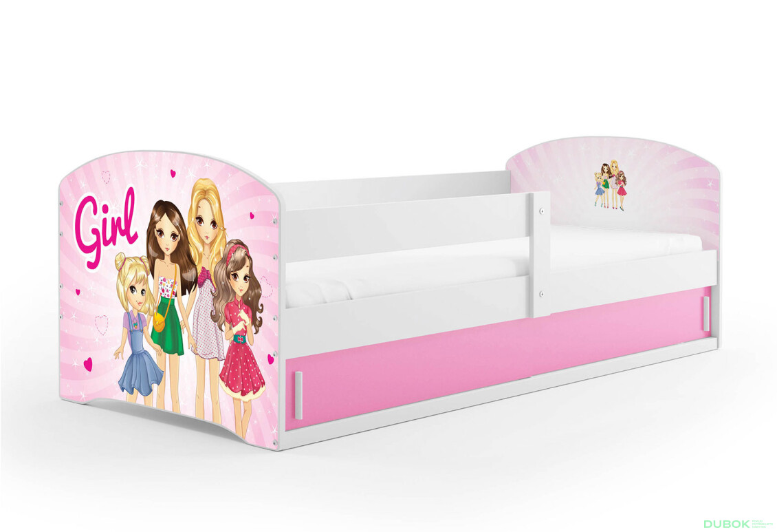 Posteľ Luki 1 biele Girls 80x160 cm s roštom, matracom