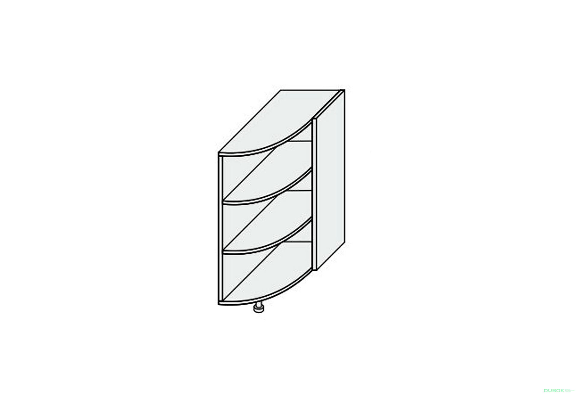 Fotografia 1 - Korpus 30N 1dv Radiusové zakončenie 820mm Pro Blum