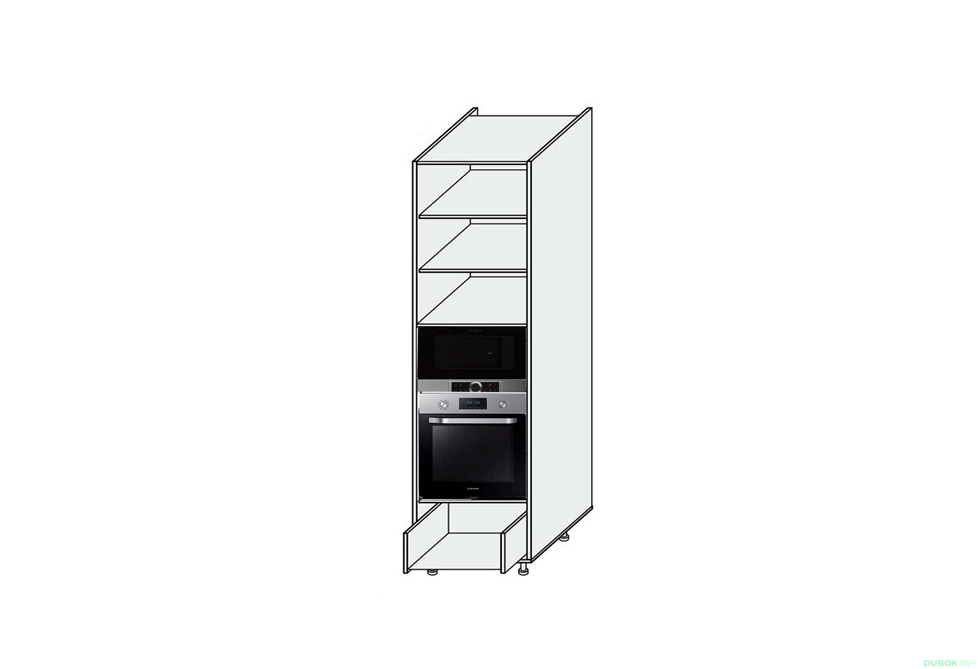 Fotografia 1 - Korpus Penál 60PDM 1šx Rúra+Mikrovlnná rúra Pro Blum+Hettich 2320mm