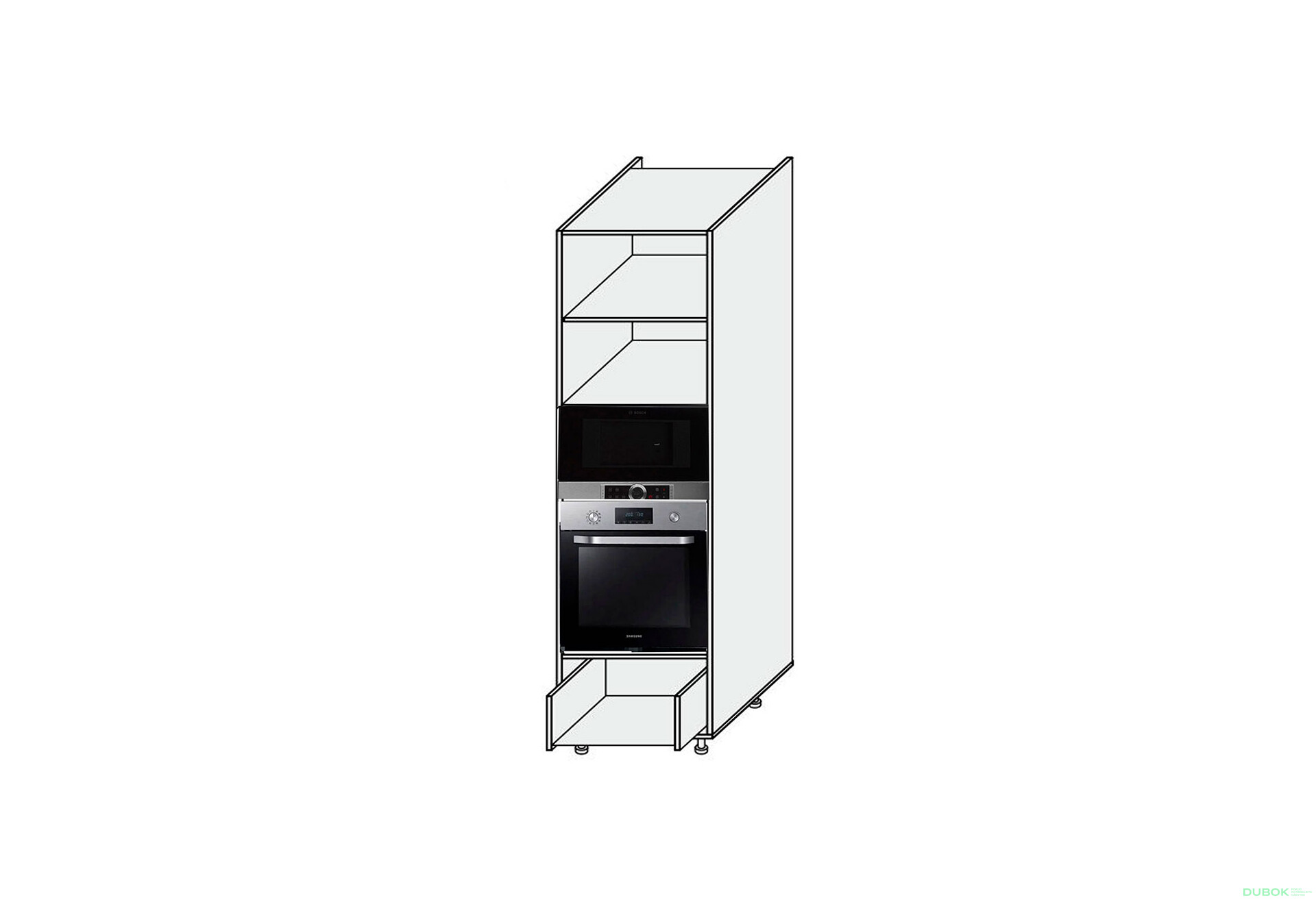 Fotografia 1 - Korpus Penál 60PDM 1šx Rúra+Mikrovlnka Pre Blum+Hettich 2140mm