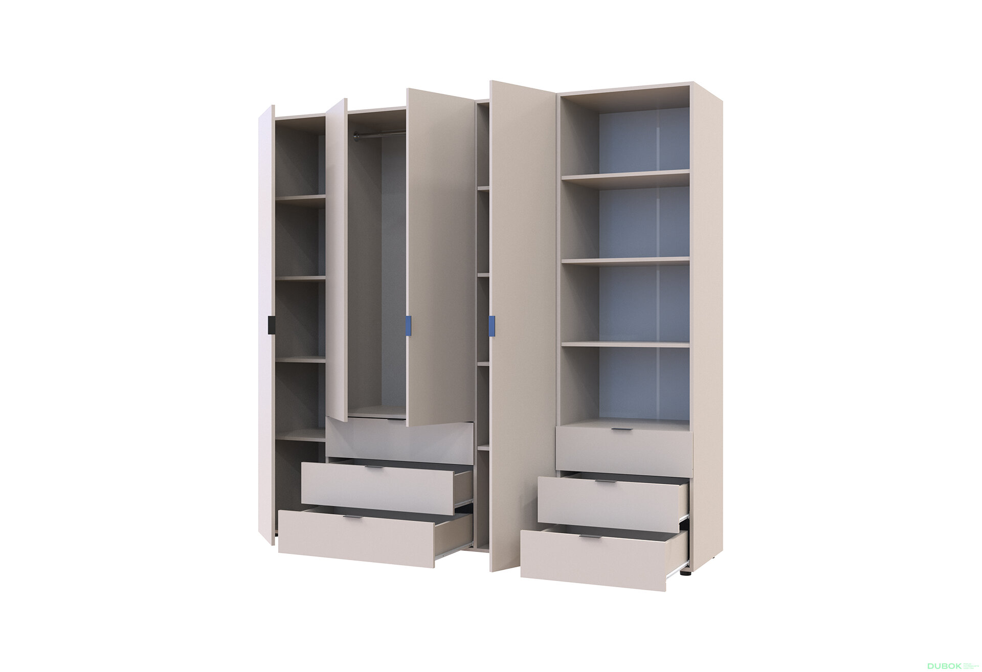Fotografia 2 - Skriňa 4D s regálom s zásuvkami Gelar 215 cm kašemír