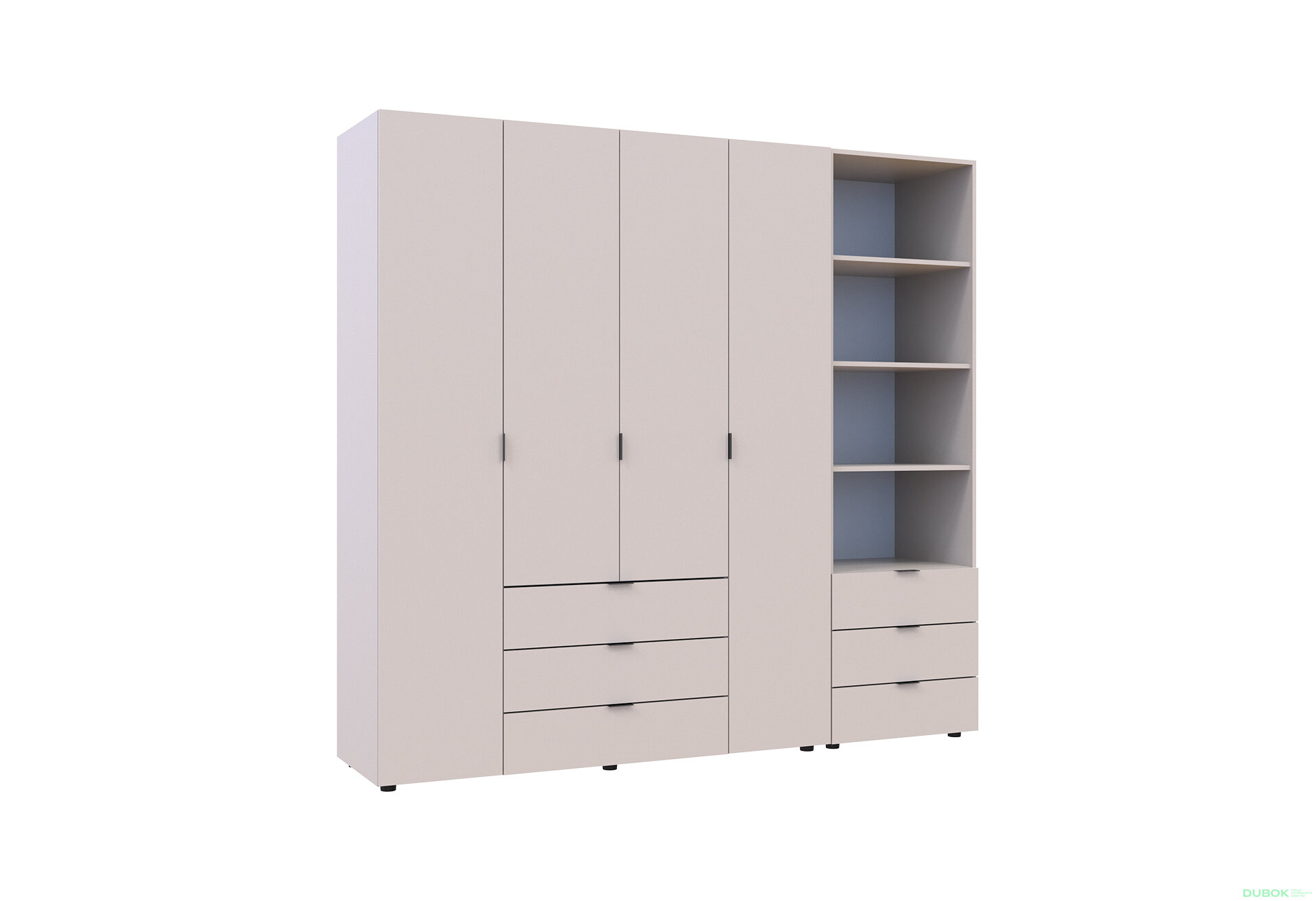 Fotografia 4 - Skriňa 4D s regálom s zásuvkami Gelar 215 cm kašemír