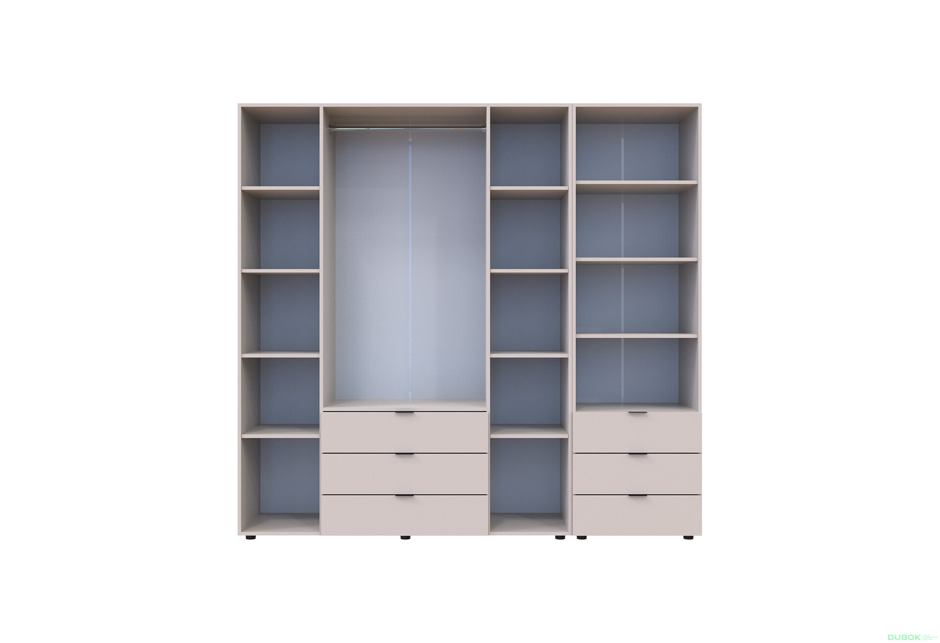 Fotografia 5 - Skriňa 4D s regálom s zásuvkami Gelar 215 cm kašemír