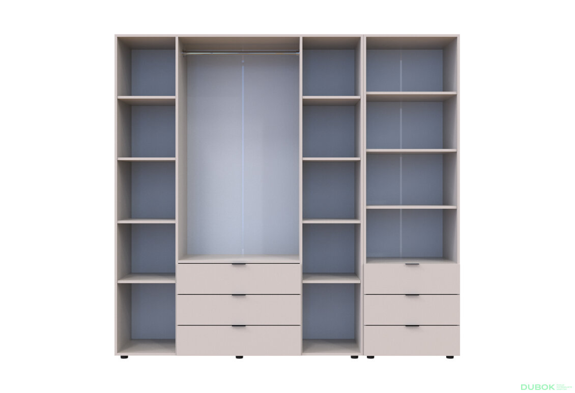 Fotografia 5 - Skriňa 4D s regálom s zásuvkami Gelar 215 cm kašemír