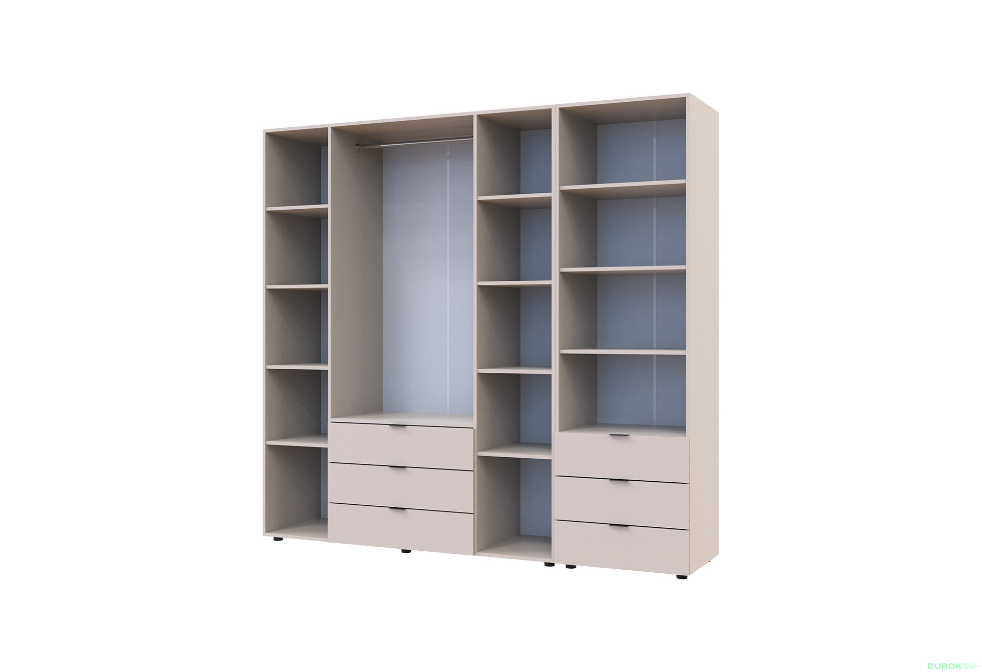 Fotografia 6 - Skriňa 4D s regálom s zásuvkami Gelar 215 cm kašemír
