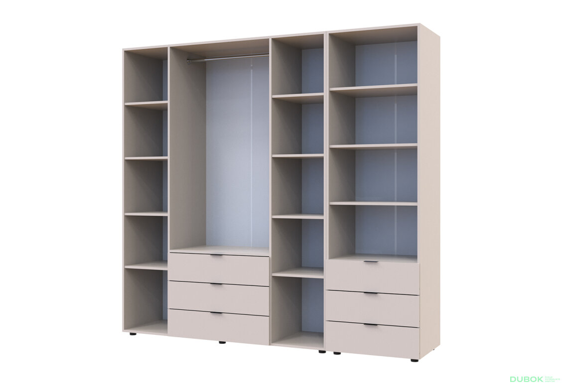 Fotografia 6 - Skriňa 4D s regálom s zásuvkami Gelar 215 cm kašemír