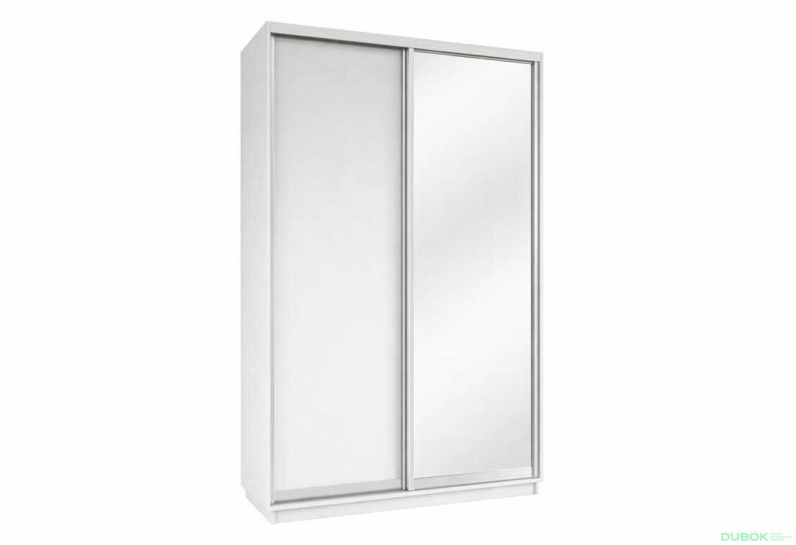 Skriňa s posuvnými dverami 2200x1400x600 1DTD 1 Zrkadlo nymphea alba, profil strieborný