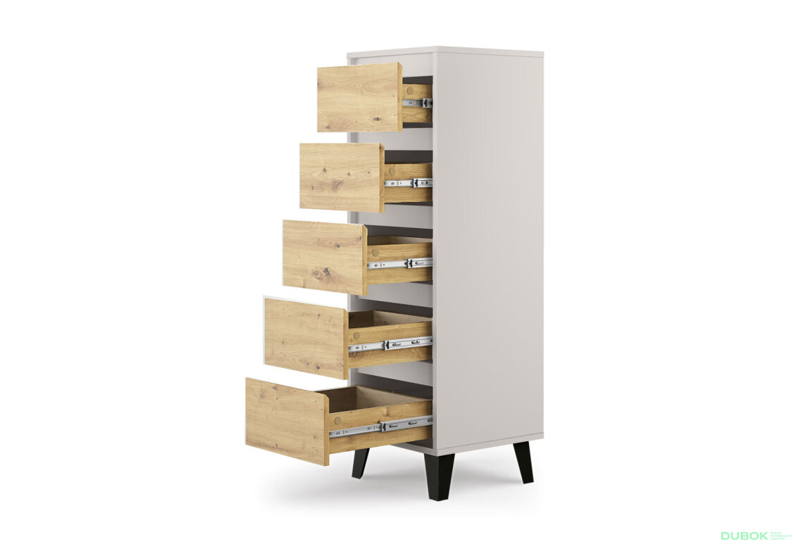 Fotografia 3 - Komoda Borg 5s/40 kašmír / dub artisan