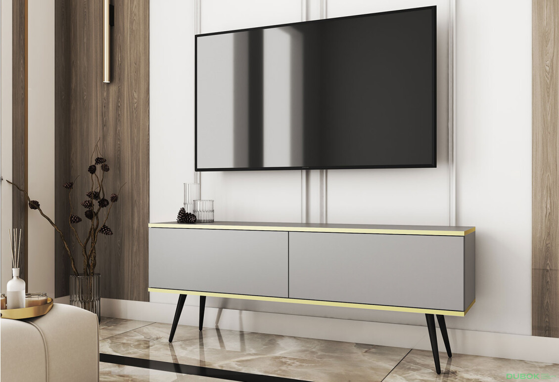 TV stolík RTV 135 sivý, čierne nohy Oro - Fotografia 2 Fotografia 2 - TV stolík RTV 135 sivý, čierne nohy Oro