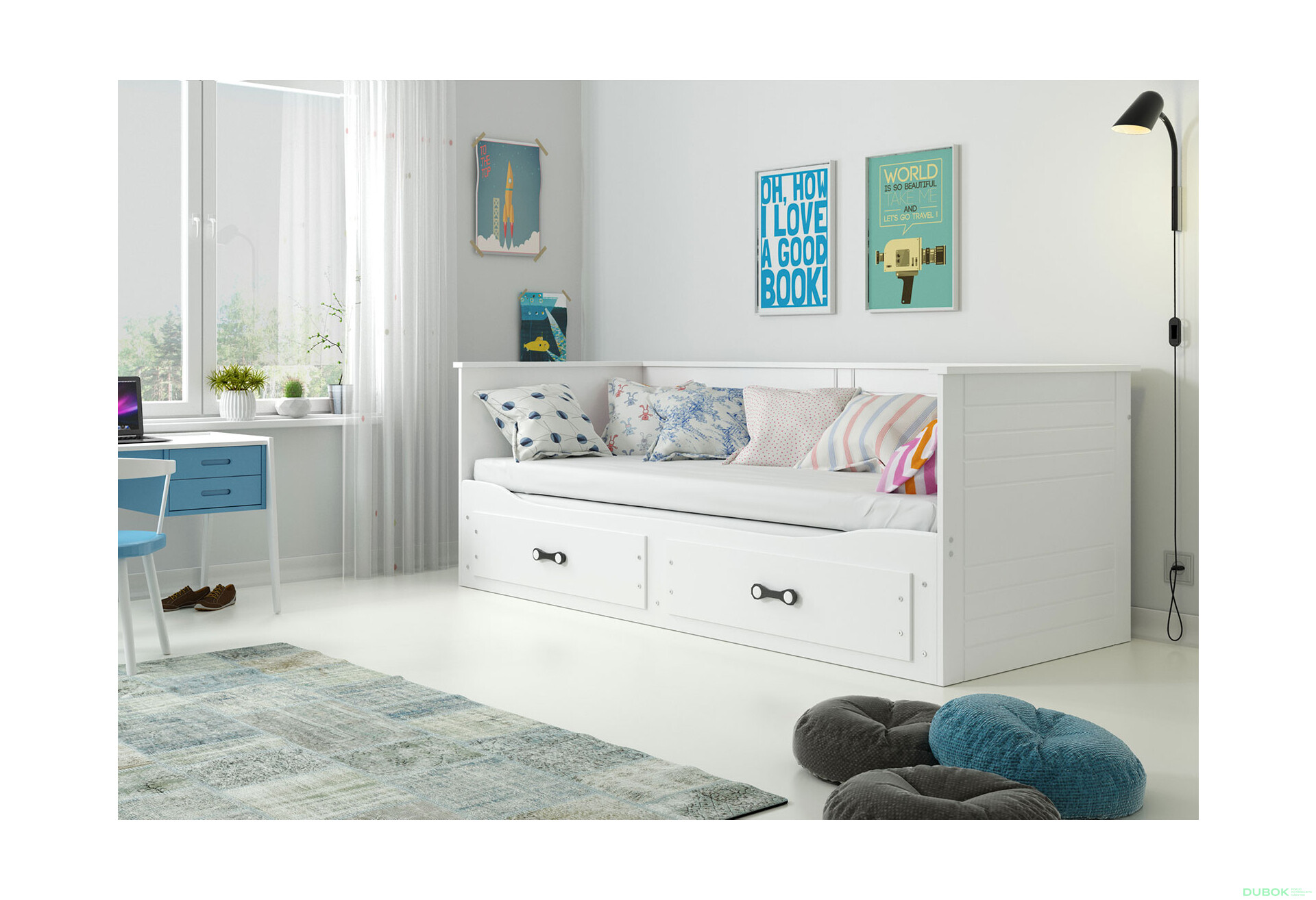 Dvojlôžko Hermes biely 80x200/160x200 cm s roštom, matracom - Fotografia 3 Fotografia 3 - Dvojlôžko Hermes biely 80x200/160x200 cm s roštom, matracom