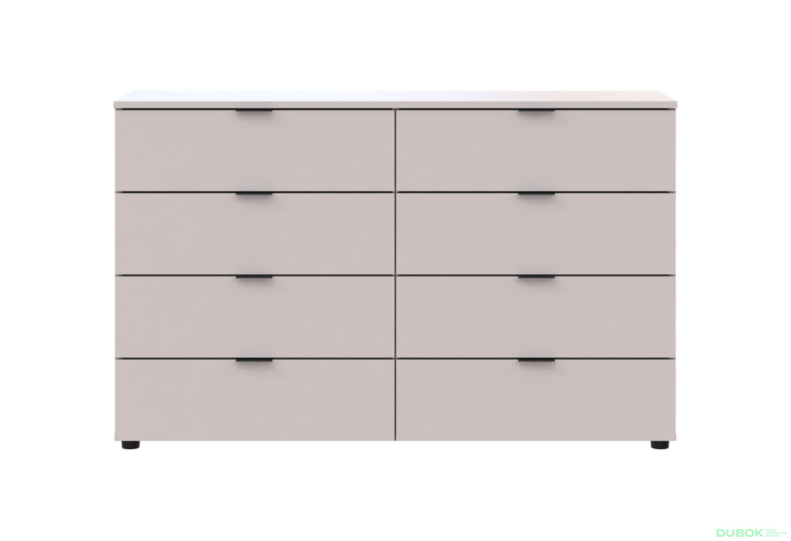 Komoda Ron 8 s 8 zásuvkami 130x38x81 kašmír - Fotografia 4 Fotografia 4 - Komoda Ron 8 s 8 zásuvkami 130x38x81 kašmír