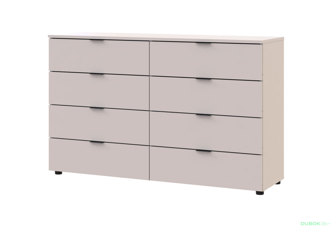 Komoda Ron 8 s 8 zásuvkami 130x38x81 kašmír - Fotografia 1 Fotografia 1 - Komoda Ron 8 s 8 zásuvkami 130x38x81 kašmír