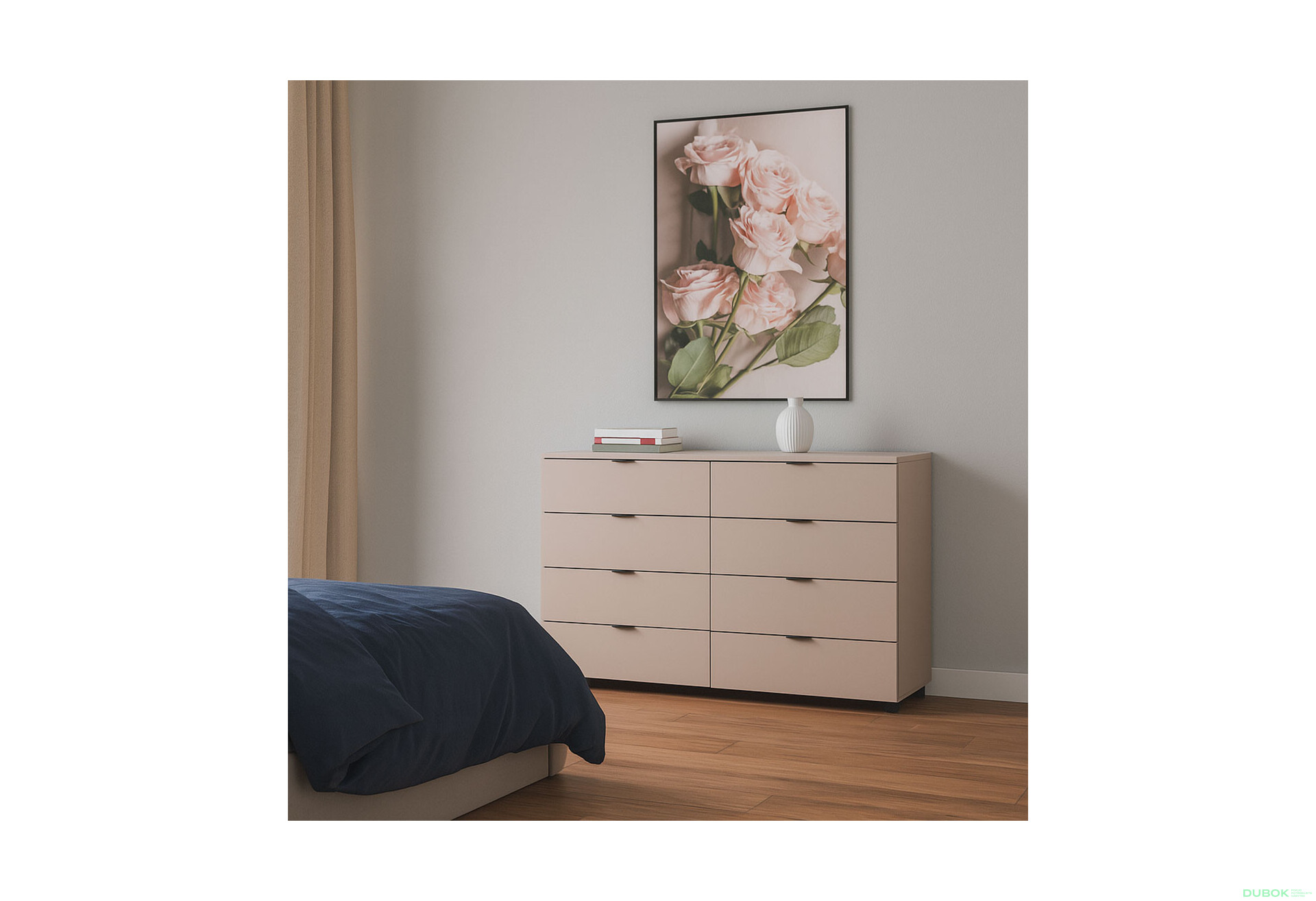 Fotografia 7 - Komoda Ron 8 s 8 zásuvkami 130x38x81 kašmír