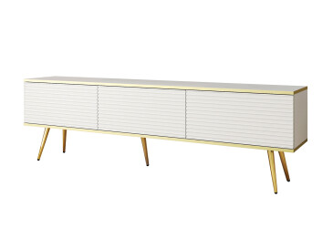 TV stolík RTV 175 MDF biely, zlaté nohy Oro