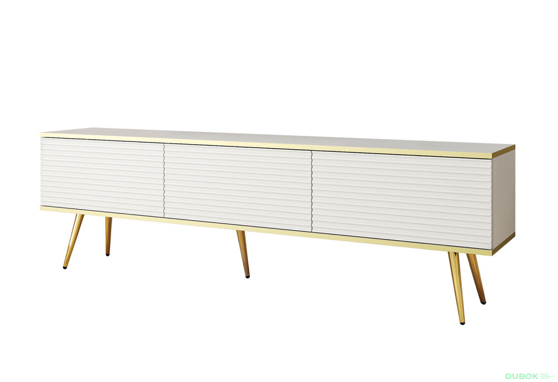 TV stolík RTV 175 MDF biely, zlaté nohy Oro - Fotografia 1 Fotografia 1 - TV stolík RTV 175 MDF biely, zlaté nohy Oro