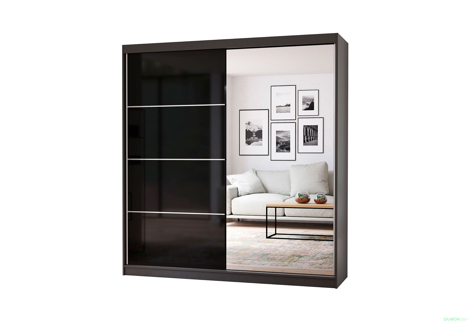 Fotografia 1 - Skriňa Multi 31, 203 grafit + fasáda čierny lesk + zrkadlo