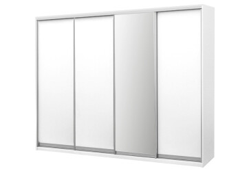 Skriňa s posuvnými dverami Komforto 3 DTD + 1 zrkadlo 250x240x60 cm Biela