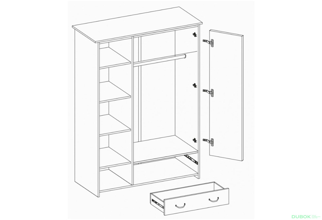 Fotografia 2 - Skriňa 3D1S 06 biely, vložky sonoma Kosmo Idczak meble