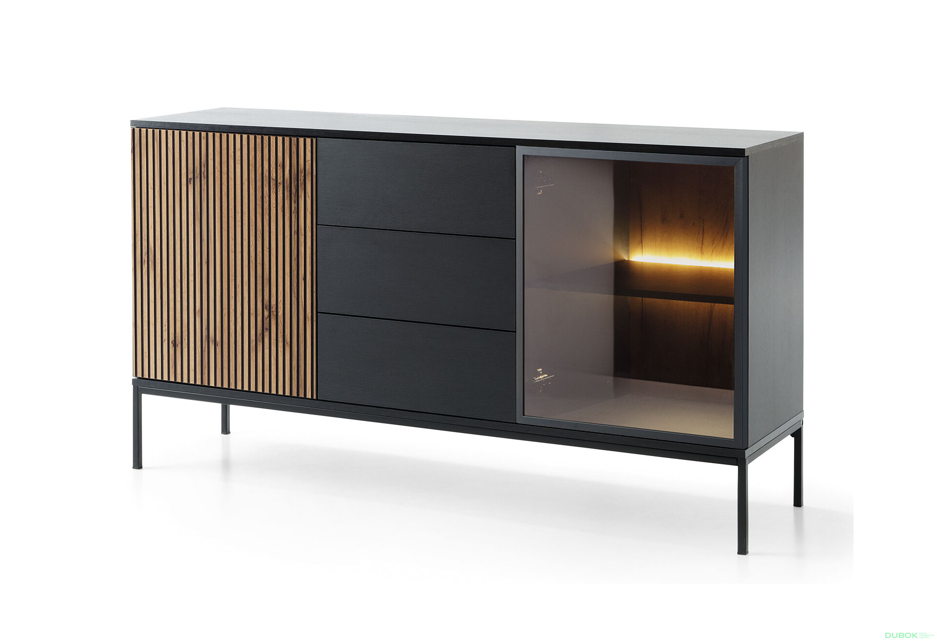 Komoda KSZ154 1 pkt Ľad Sento čierny / dub wotan - Fotografia 1 Fotografia 1 - Komoda KSZ154 1 pkt Ľad Sento čierny / dub wotan