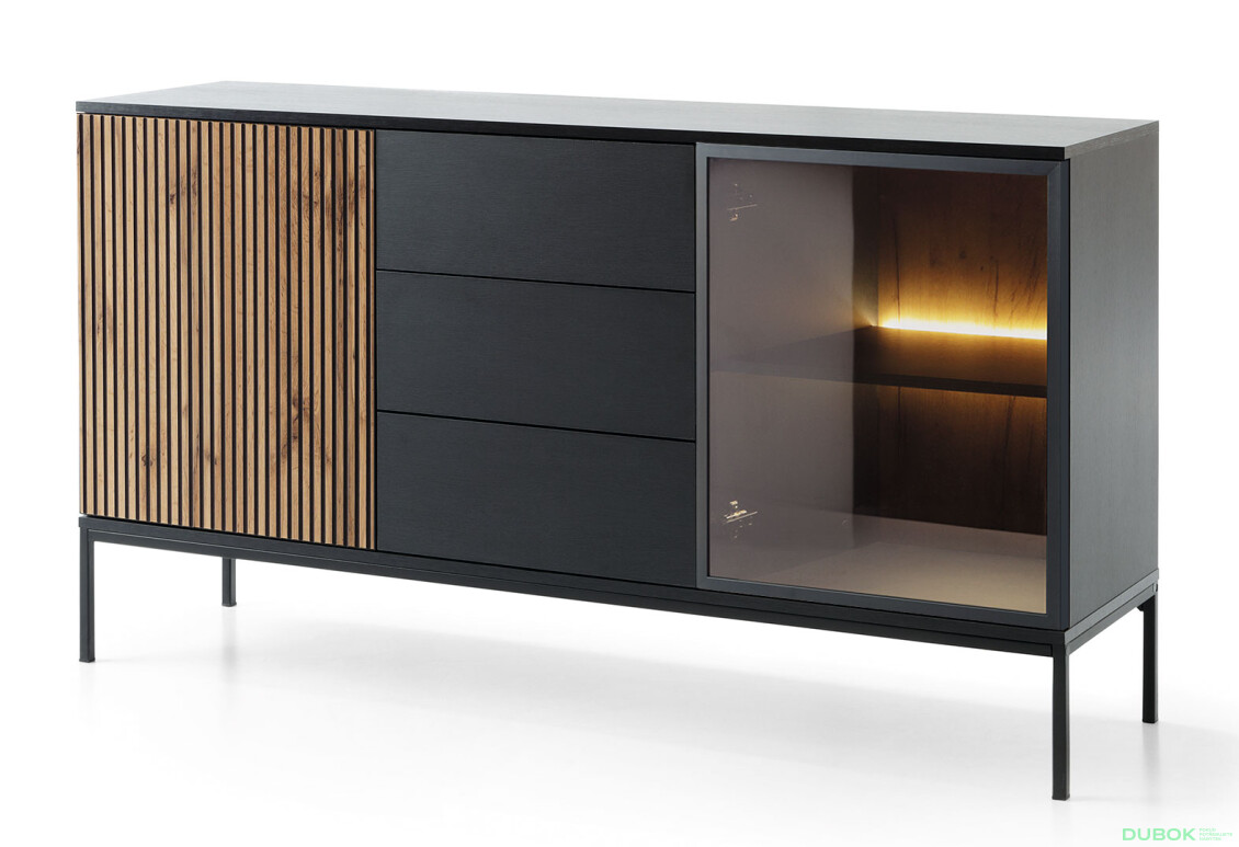 Komoda KSZ154 1 pkt Ľad Sento čierny / dub wotan - Fotografia 1 Fotografia 1 - Komoda KSZ154 1 pkt Ľad Sento čierny / dub wotan