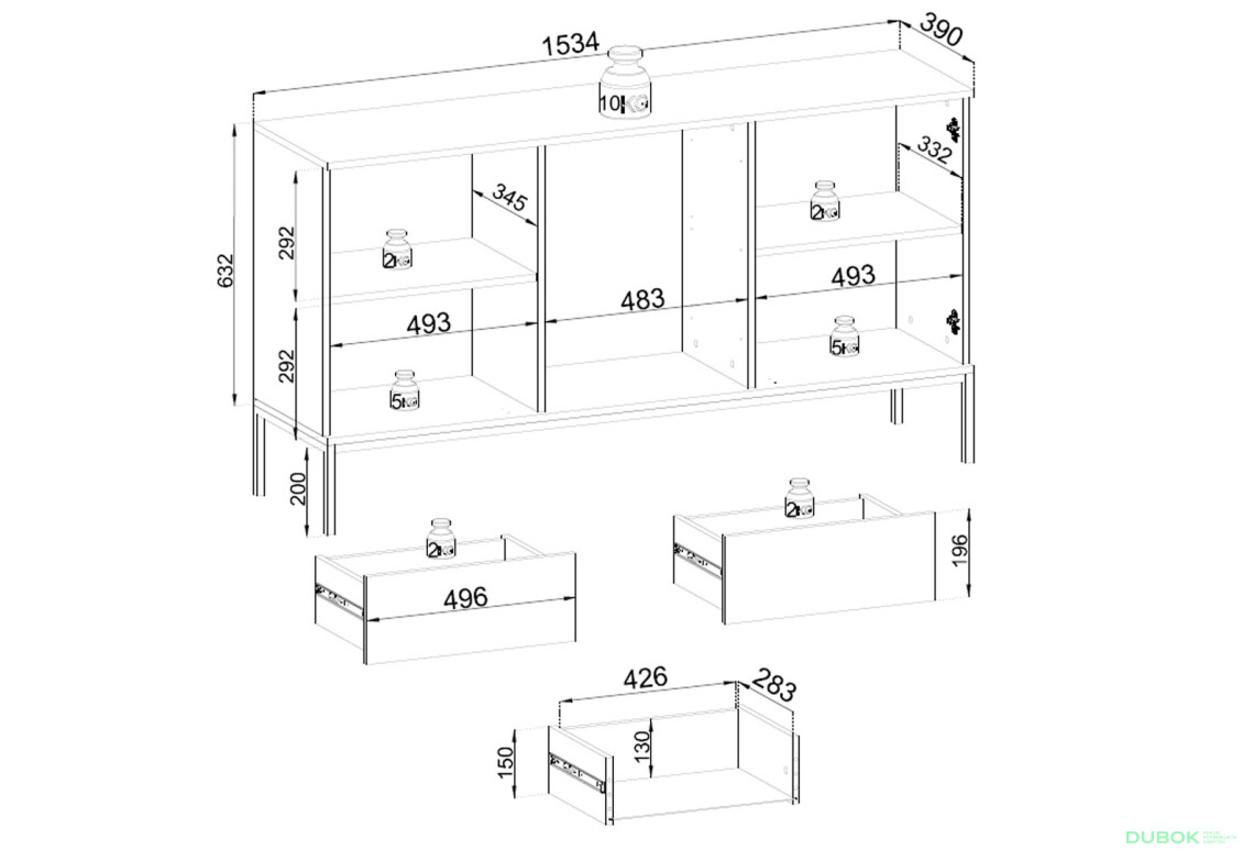 Komoda KSZ154 1 pkt Ľad Sento čierny / dub wotan - Fotografia 8 Fotografia 8 - Komoda KSZ154 1 pkt Ľad Sento čierny / dub wotan