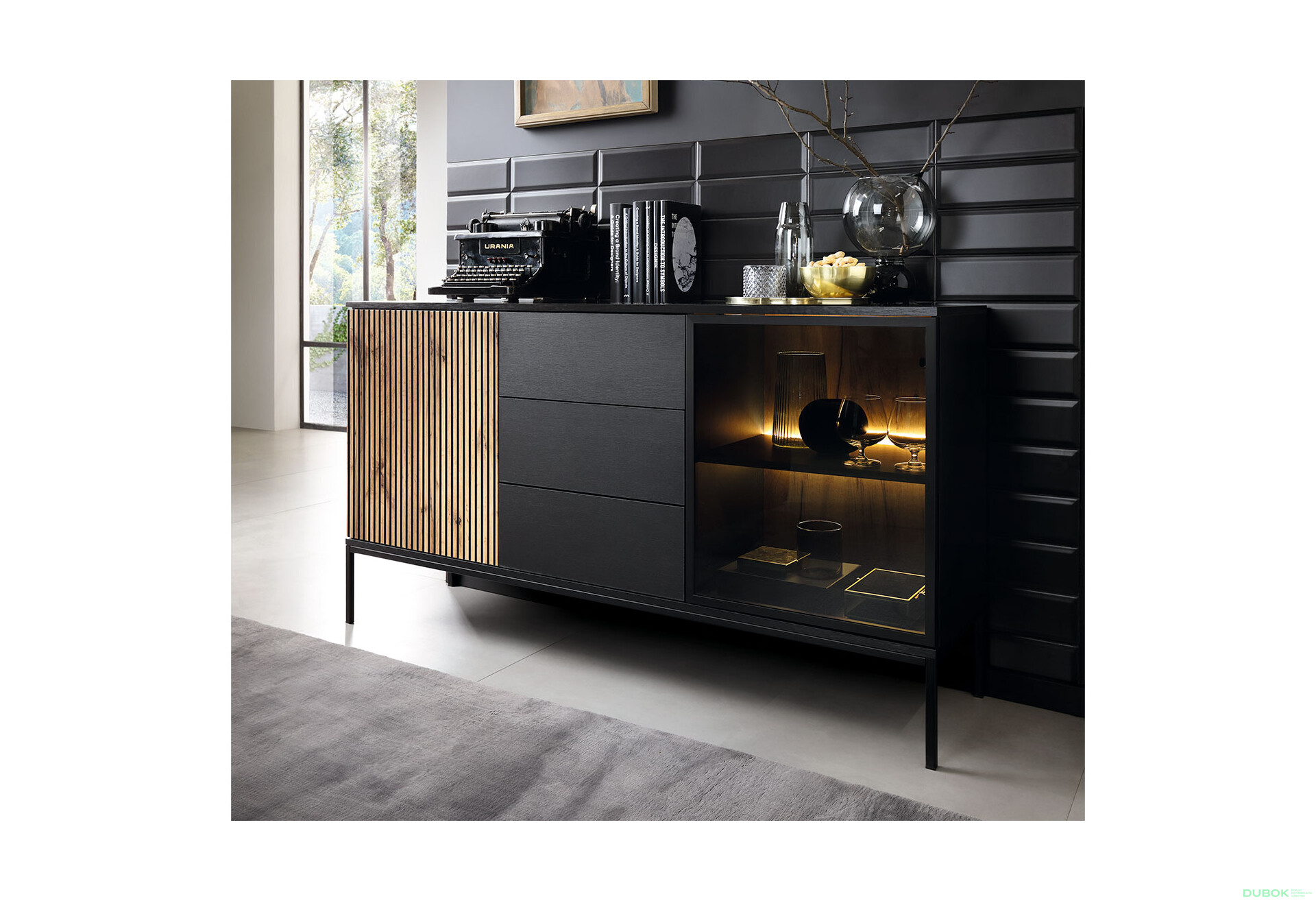 Komoda KSZ154 1 pkt Ľad Sento čierny / dub wotan - Fotografia 5 Fotografia 5 - Komoda KSZ154 1 pkt Ľad Sento čierny / dub wotan