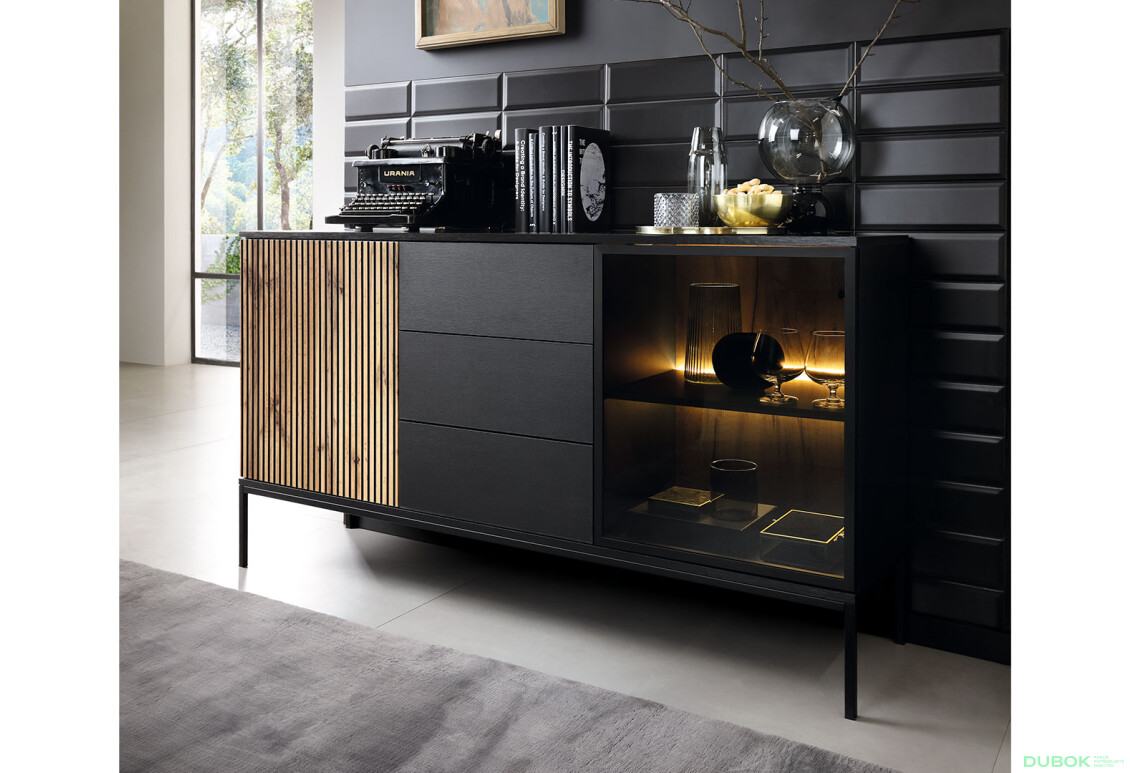 Komoda KSZ154 1 pkt Ľad Sento čierny / dub wotan - Fotografia 5 Fotografia 5 - Komoda KSZ154 1 pkt Ľad Sento čierny / dub wotan