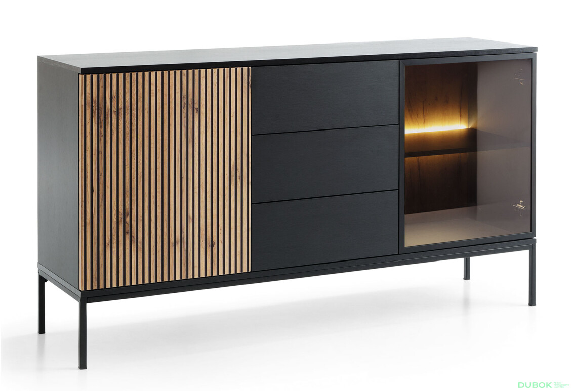 Komoda KSZ154 1 pkt Ľad Sento čierny / dub wotan - Fotografia 4 Fotografia 4 - Komoda KSZ154 1 pkt Ľad Sento čierny / dub wotan