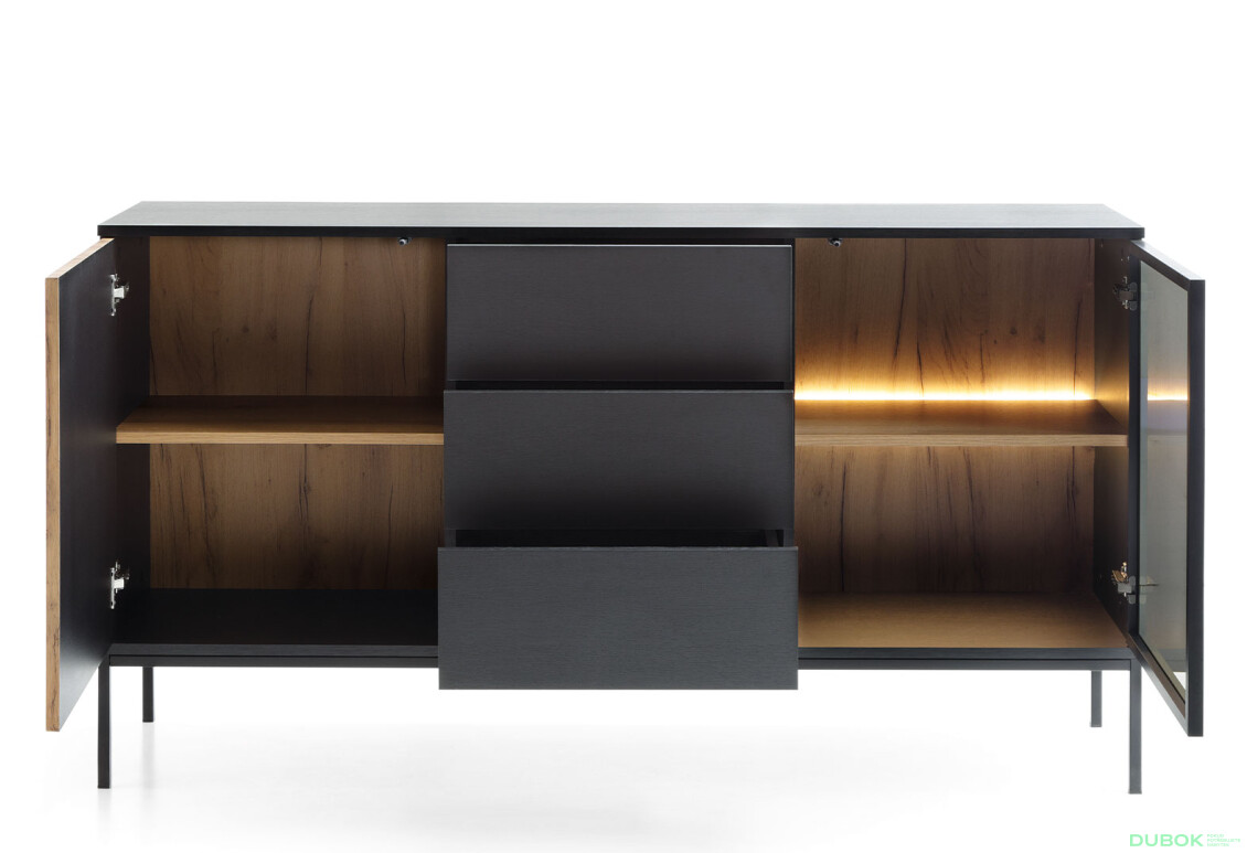 Komoda KSZ154 1 pkt Ľad Sento čierny / dub wotan - Fotografia 3 Fotografia 3 - Komoda KSZ154 1 pkt Ľad Sento čierny / dub wotan