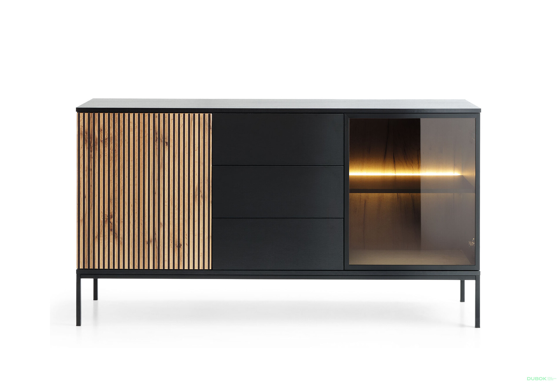 Komoda KSZ154 1 pkt Ľad Sento čierny / dub wotan - Fotografia 2 Fotografia 2 - Komoda KSZ154 1 pkt Ľad Sento čierny / dub wotan