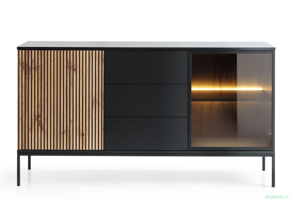 Komoda KSZ154 1 pkt Ľad Sento čierny / dub wotan - Fotografia 2 Fotografia 2 - Komoda KSZ154 1 pkt Ľad Sento čierny / dub wotan