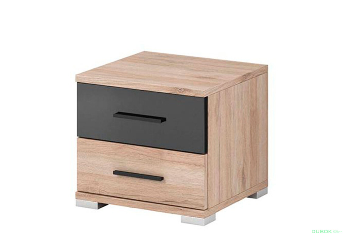 Nočný stolík Bari san remo sand / čierny lesk Idczak meble
