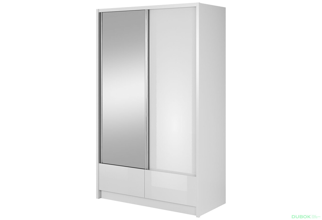 Skriňa Aria I 130 biely / biely lesk