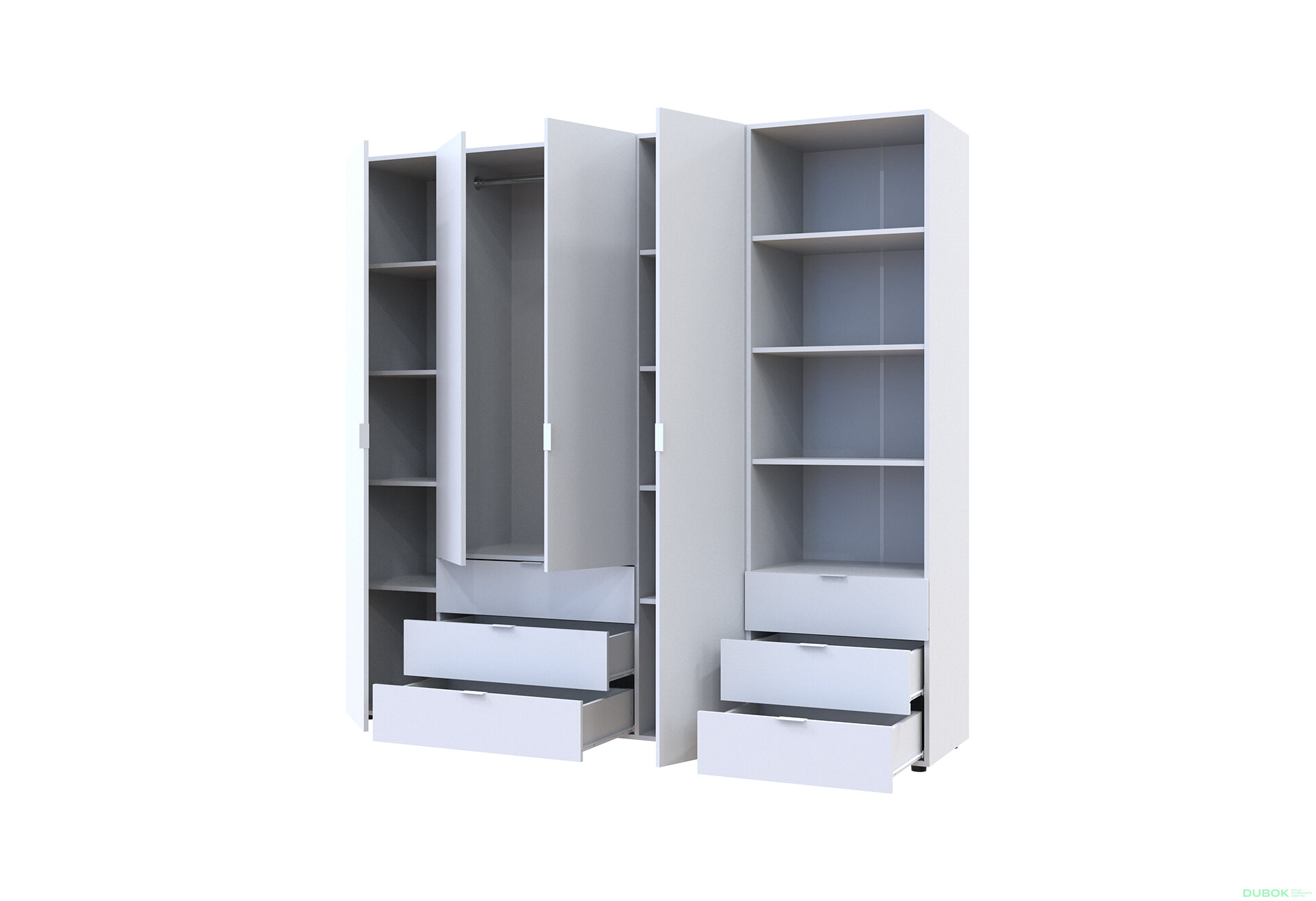 Fotografia 2 - Skriňa 4D s regálom s zásuvkami Gelar 215 cm biely