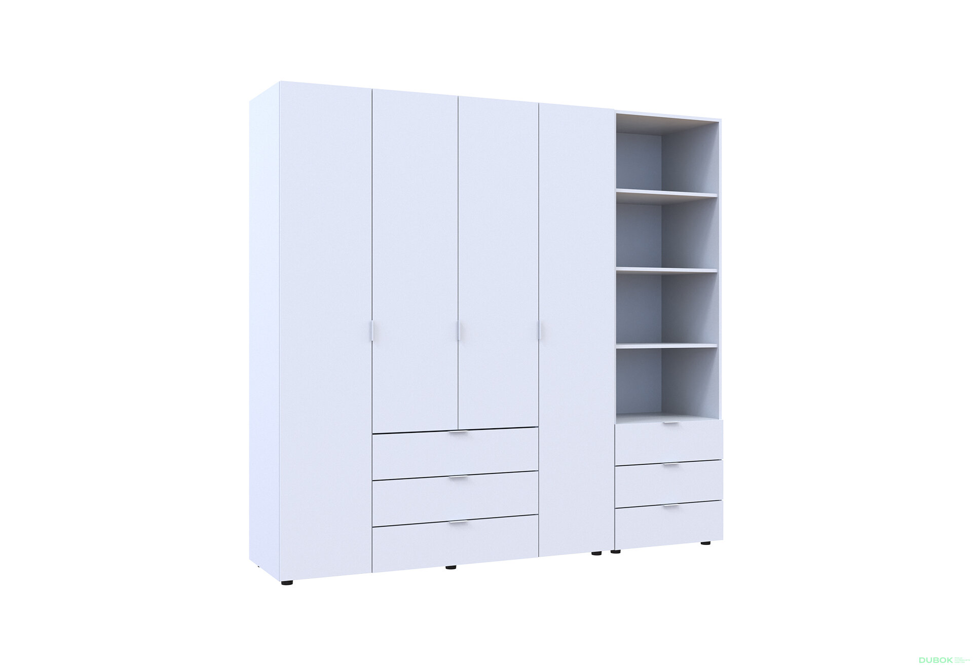 Fotografia 4 - Skriňa 4D s regálom s zásuvkami Gelar 215 cm biely