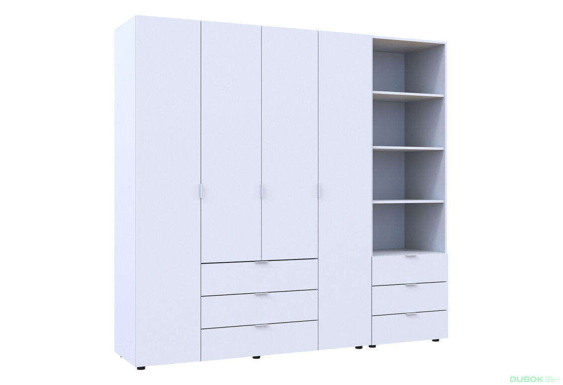 Fotografia 4 - Skriňa 4D s regálom s zásuvkami Gelar 215 cm biely