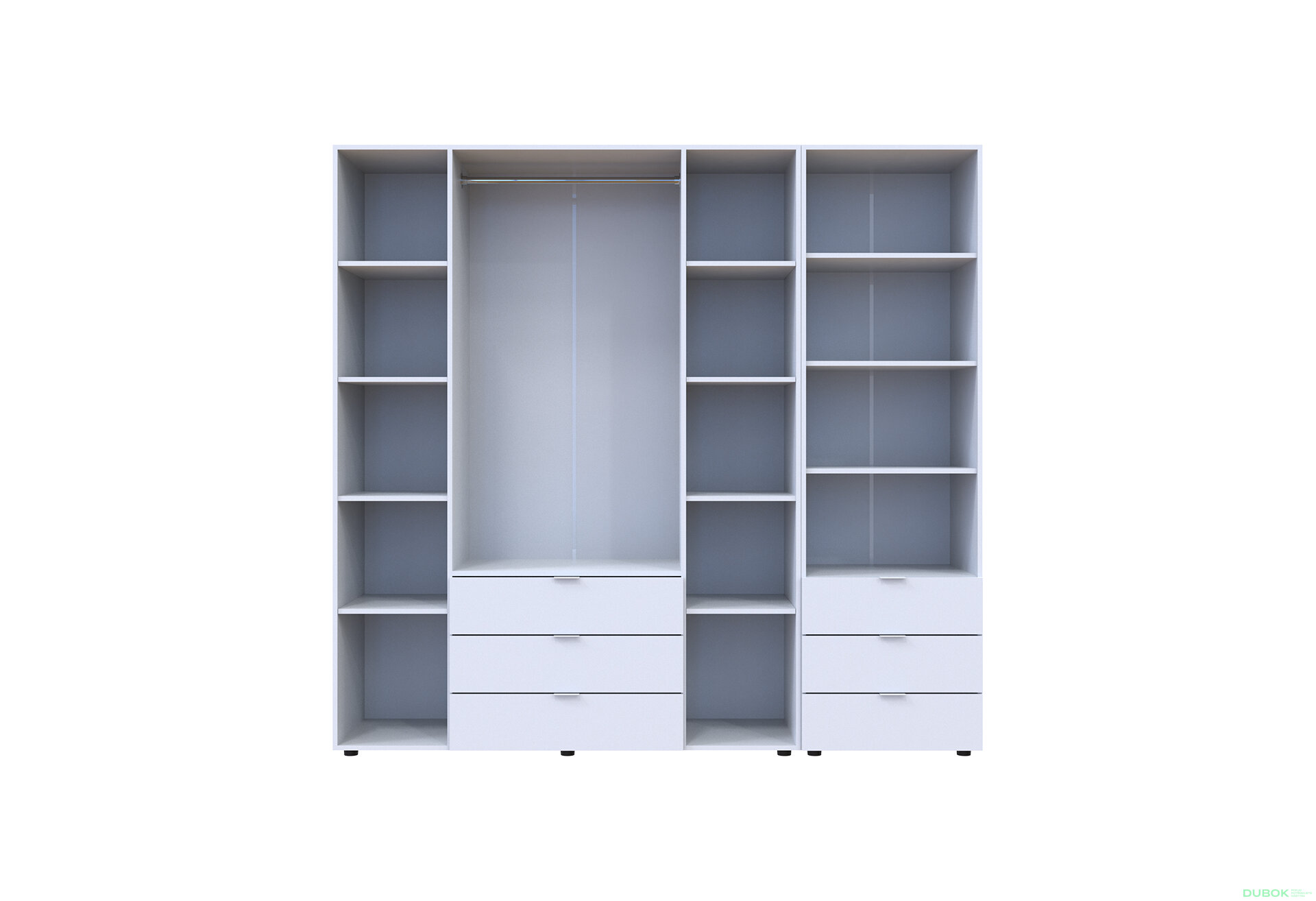 Fotografia 5 - Skriňa 4D s regálom s zásuvkami Gelar 215 cm biely