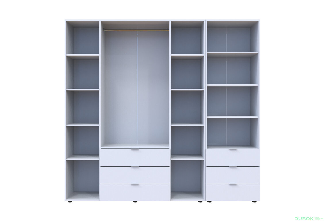 Fotografia 5 - Skriňa 4D s regálom s zásuvkami Gelar 215 cm biely