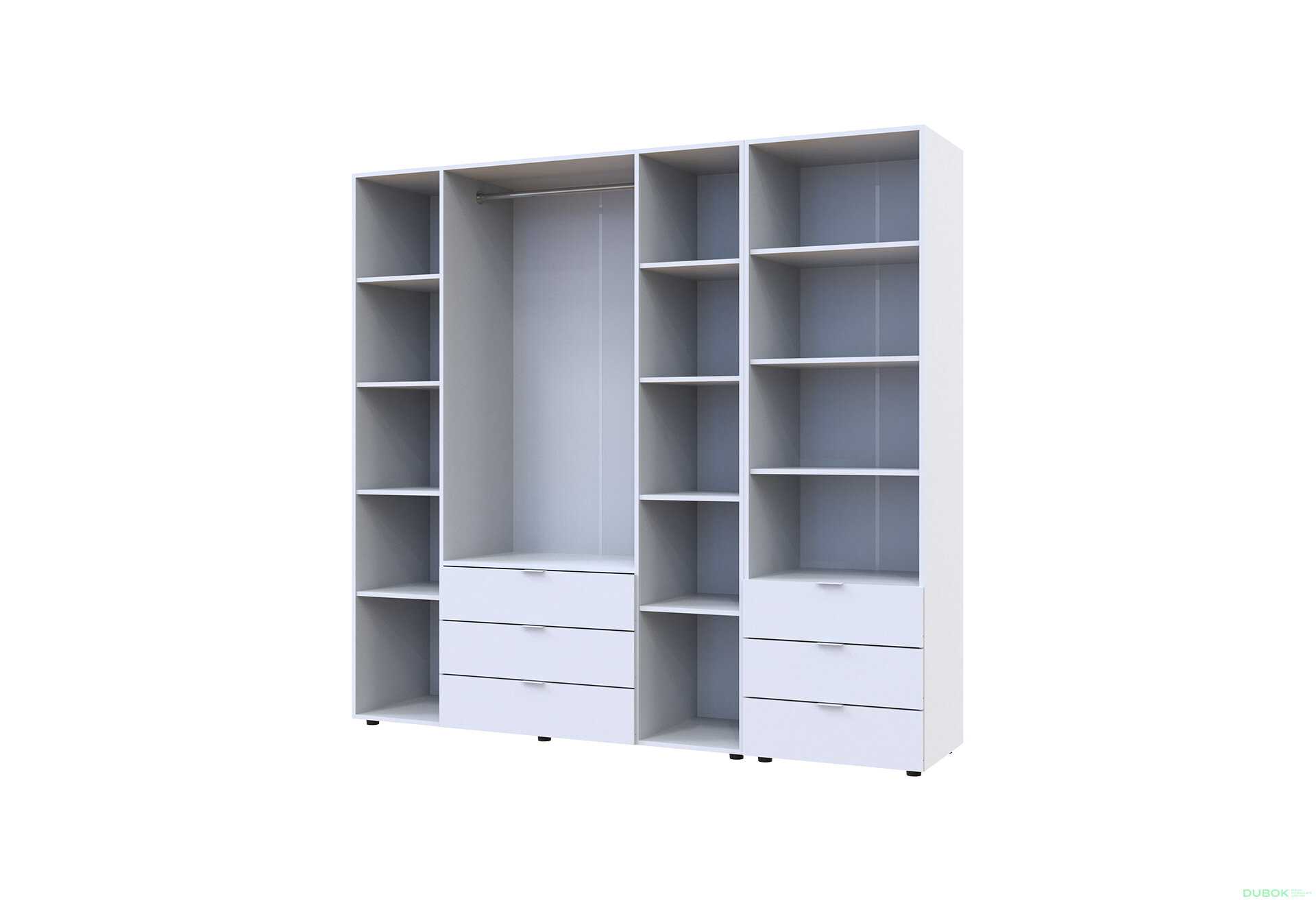 Fotografia 6 - Skriňa 4D s regálom s zásuvkami Gelar 215 cm biely