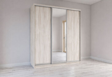 Skriňa s posuvnými dverami 2200x2000x600 2DTD 1 Zrkadlo Artwood svetlý, profil strieborný