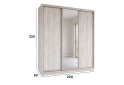 Fotografia 2 - Skriňa s posuvnými dverami 2200x2000x600 2DTD 1 Zrkadlo Artwood svetlý, profil strieborný