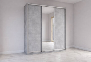 Skriňa s posuvnými dverami 2200x2000x600 2DTD 1 Zrkadlo Industrial, profil strieborný