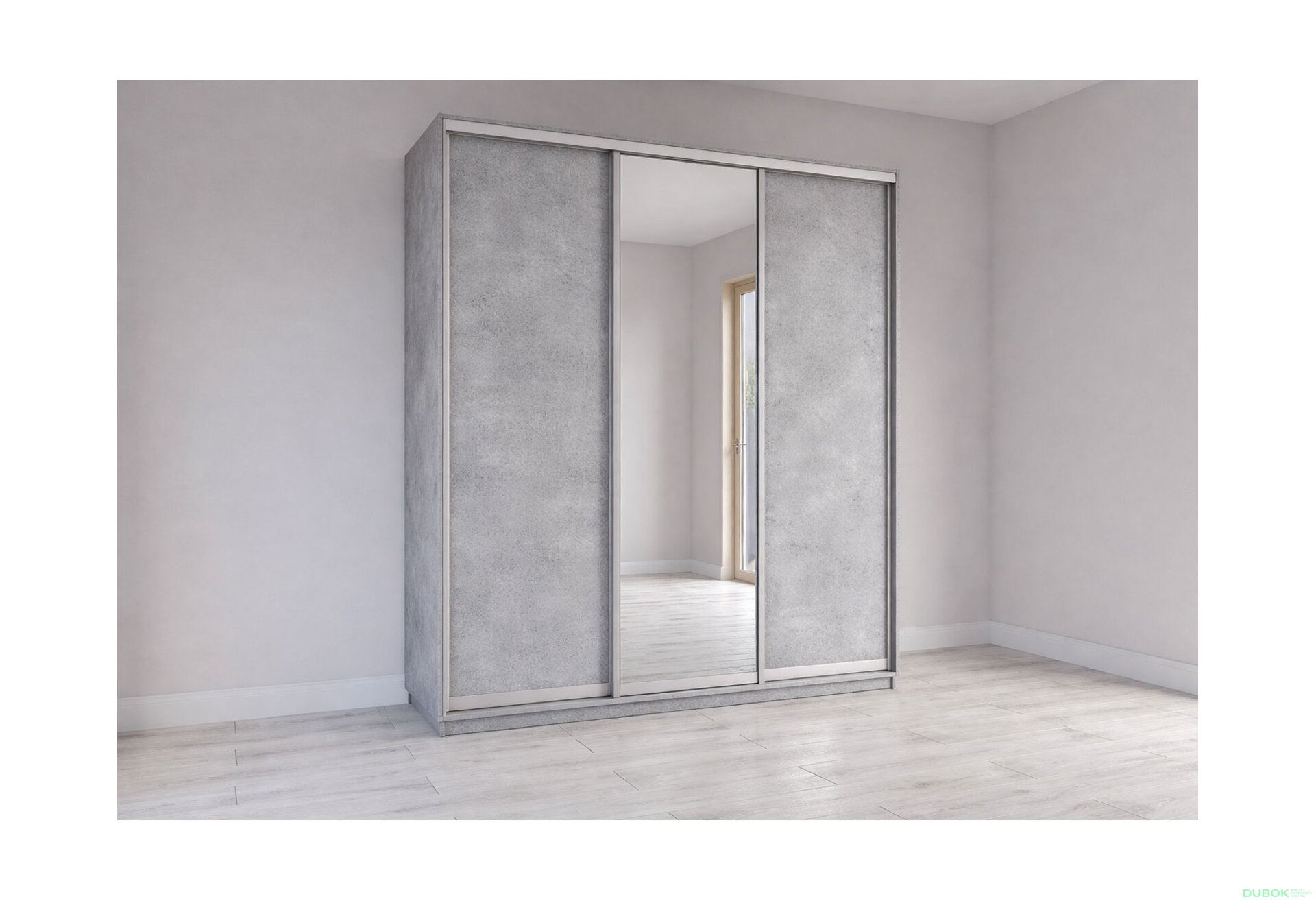 Fotografia 1 - Skriňa s posuvnými dverami 2200x2000x600 2DTD 1 Zrkadlo Industrial, profil strieborný