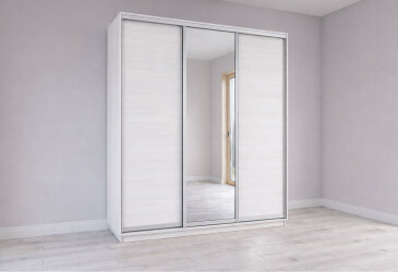 Skriňa s posuvnými dverami 2200x2000x600 2DTD 1 Zrkadlo Nymphea Alba, profil strieborný