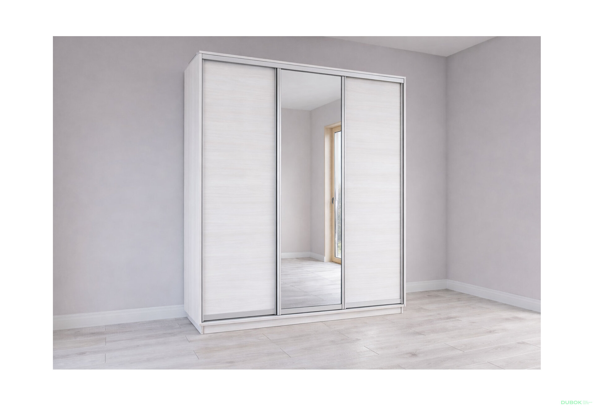 Fotografia 1 - Skriňa s posuvnými dverami 2200x2000x600 2DTD 1 Zrkadlo Nymphea Alba, profil strieborný