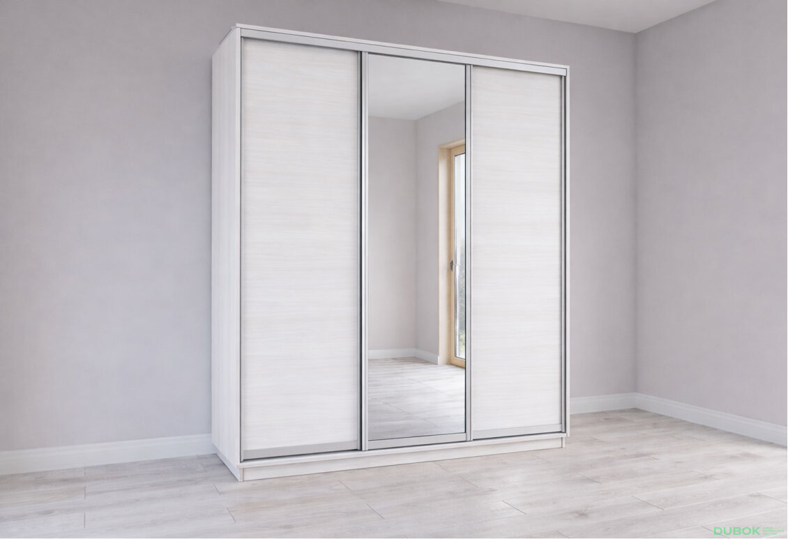 Skriňa s posuvnými dverami 2200x2000x600 2DTD 1 Zrkadlo Nymphea Alba, profil strieborný