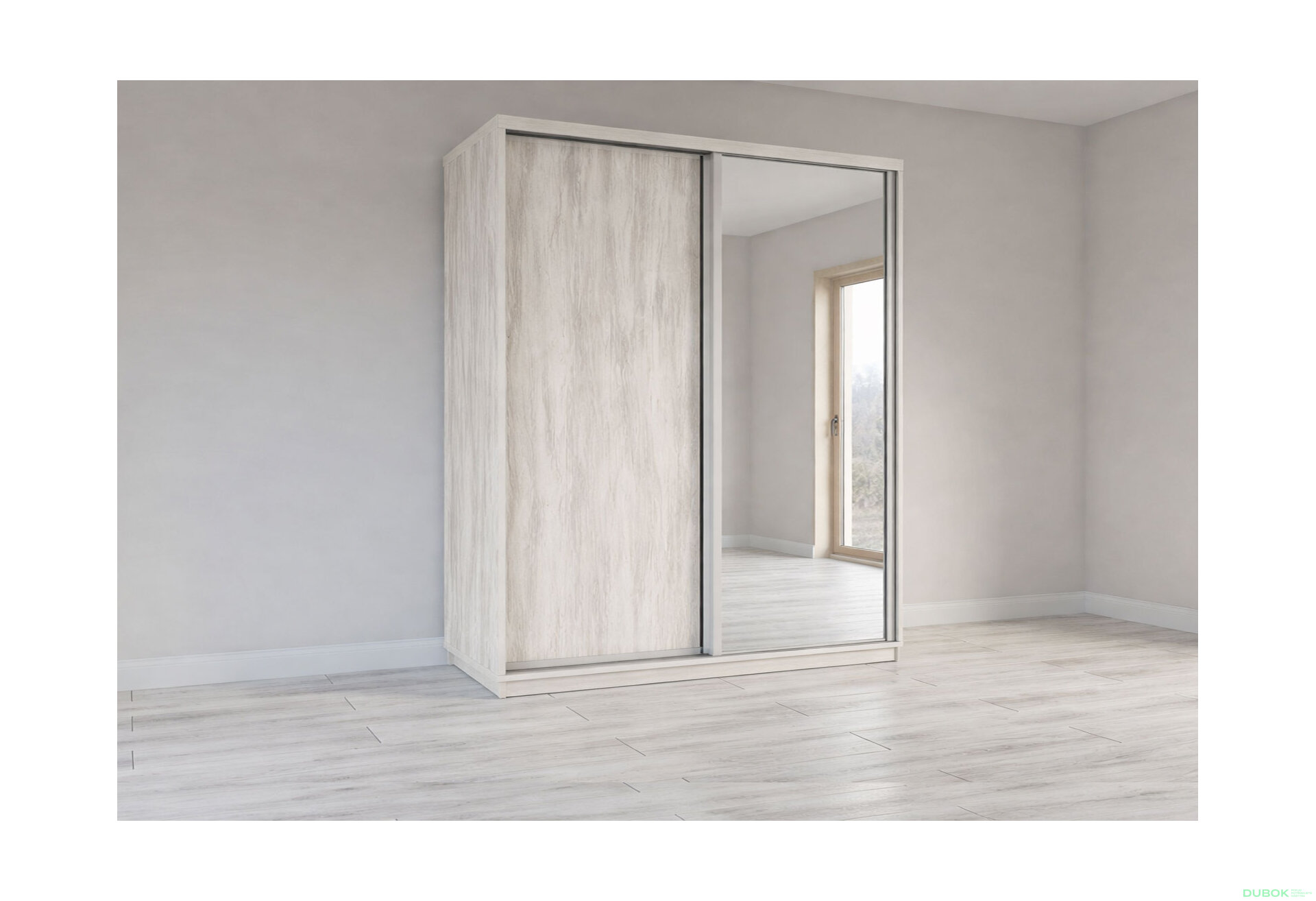 Fotografia 1 - Skriňa s posuvnými dverami 2200x1800x600 1DTD 1 Zrkadlo Artwood svetlý, profil strieborný