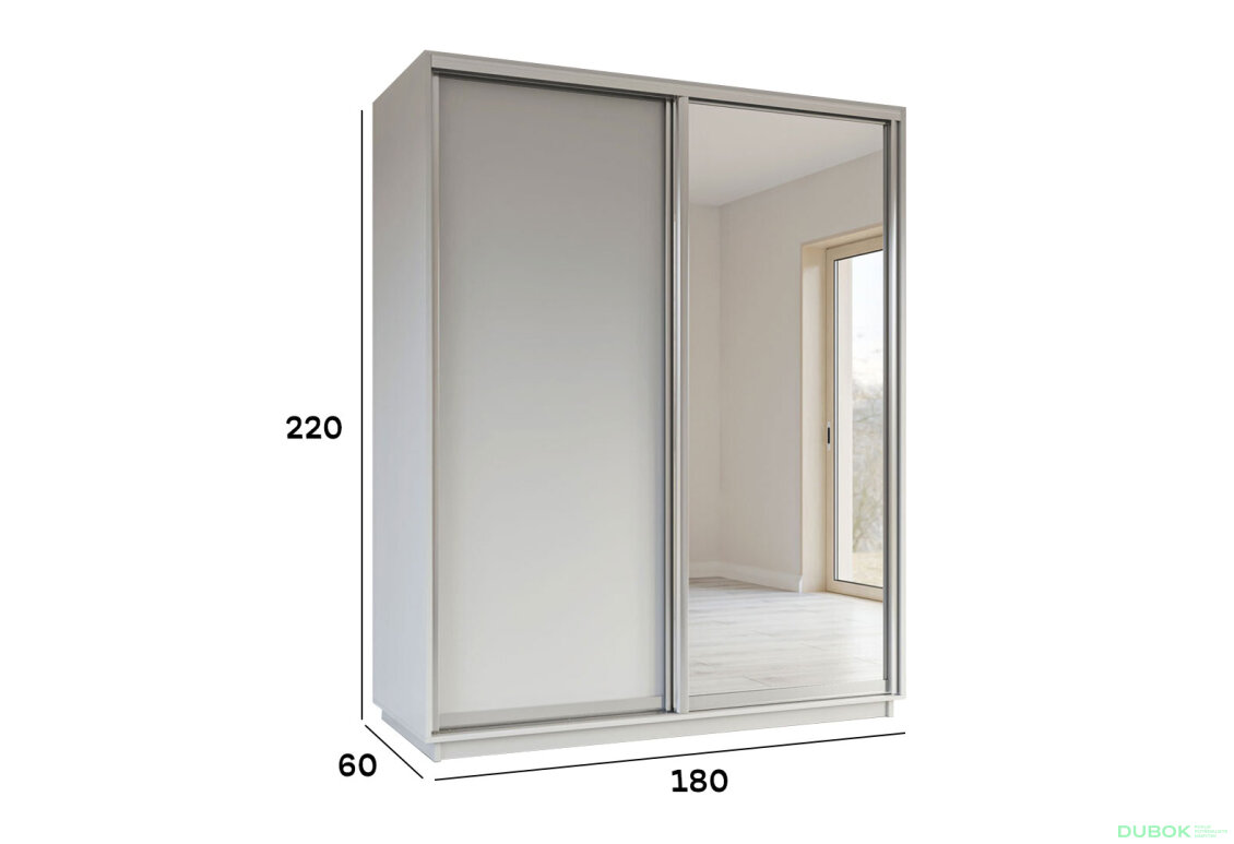 Fotografia 3 - Skriňa s posuvnými dverami 2200x1800x600 1DTD 1 Zrkadlo Nymphea Alba, profil strieborný