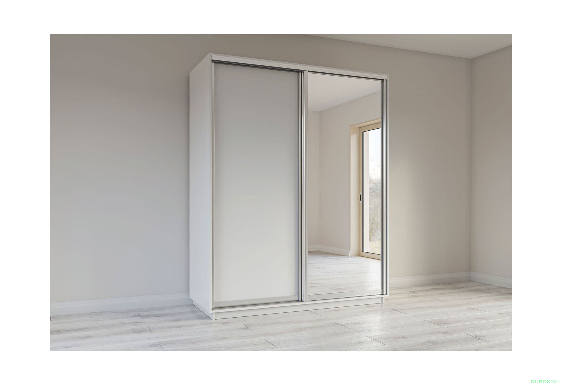 Fotografia 1 - Skriňa s posuvnými dverami 2400x1800x600 1DTD 1 Zrkadlo Nymphea Alba, profil strieborný